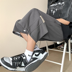 XZ213-DK122-P45控58港风大码冰丝速干纯色松紧腰阔腿休闲七分裤，男装牛仔裤，星座213