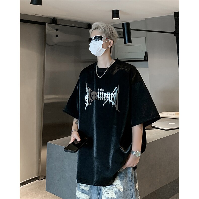 男装短袖T恤2026夏季亮面字母印花五分袖体恤XZ514-2-202461-P58,男装T恤,星座514-2(原B239)