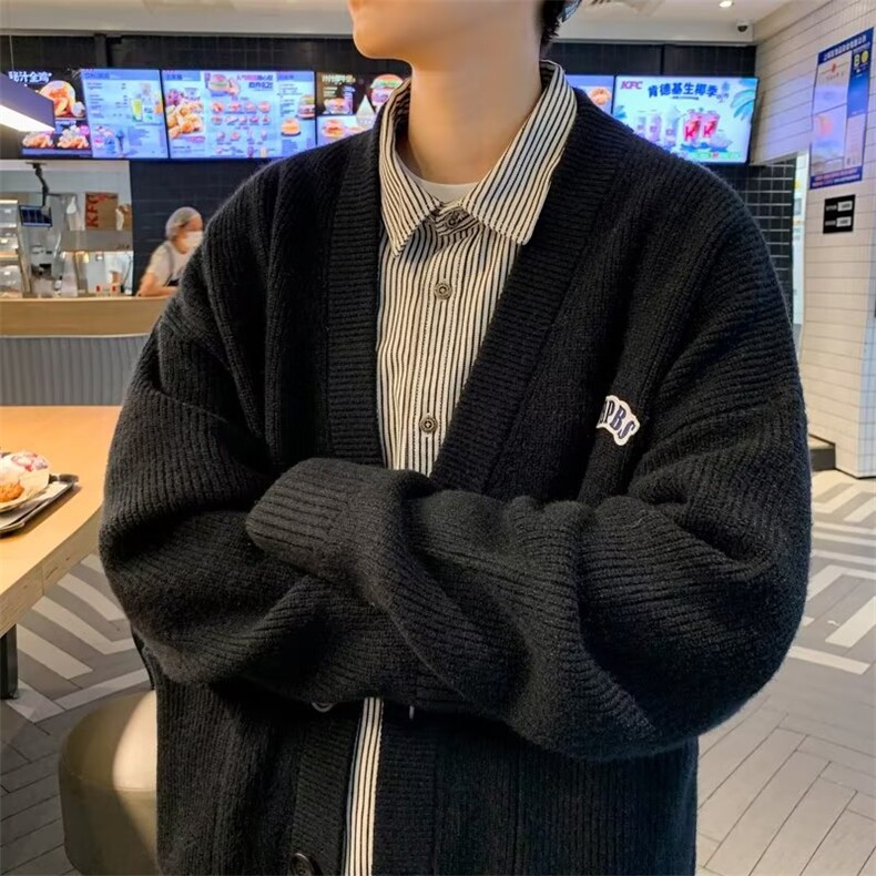 港风开衫毛衣外套男宽松慵懒上衣针织衫情侣装秋冬季毛衣M535-P48，男装针织衫/毛衣，星座1008-2