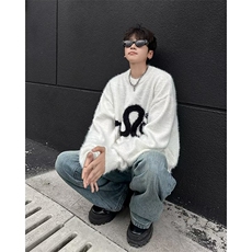针织衫男女韩版潮流提花宽松百搭帅保暖2024冬季ins毛衣MZ573-P53，男装针织衫/毛衣，星座412-2
