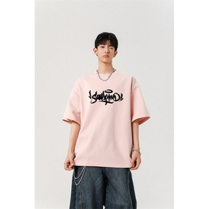 夏季新款潮男T恤230克精梳短袖T恤双层螺纹三本针，男装T恤，星座203-1