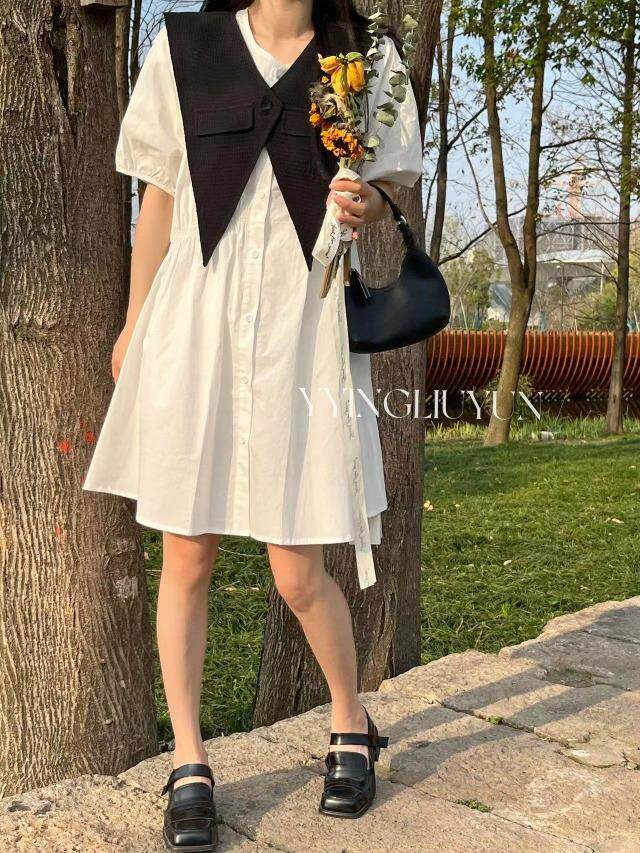 夏季华夫格披肩两件套裙，其它，迎盈柳韵