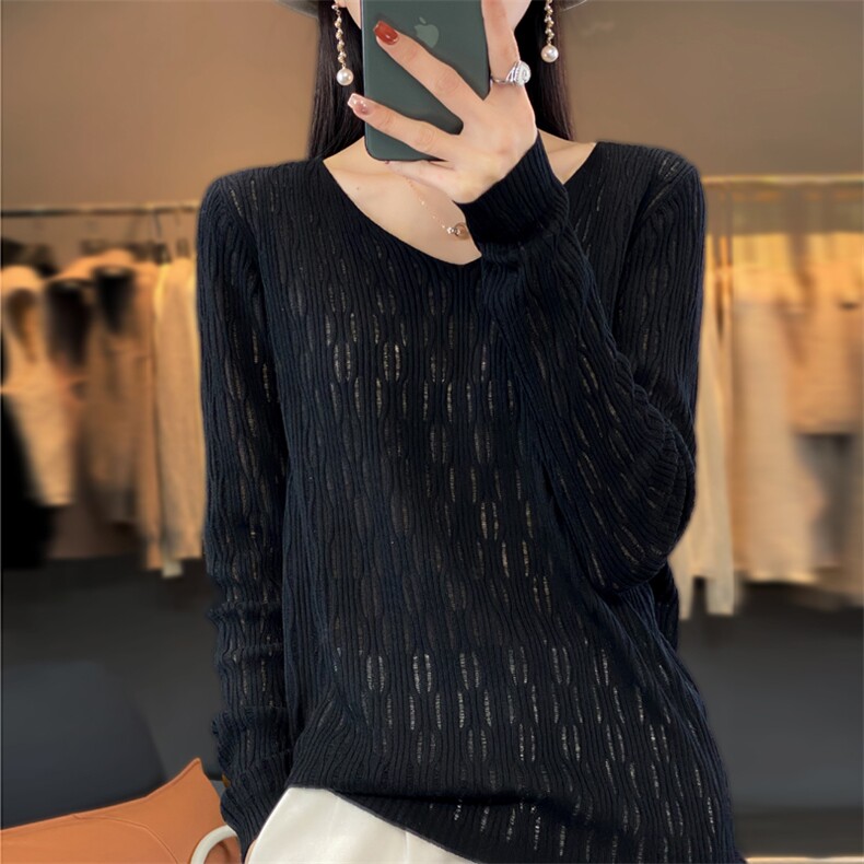 秋冬季新款纯色毛衣女长袖宽松显瘦百搭上衣,针织衫/毛衣,贵皇网供仓
