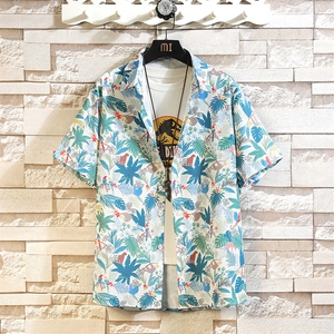精品大码花男短袖夏季痞宽松上衣服外套翻领衬衫A012/C882C876P35图片