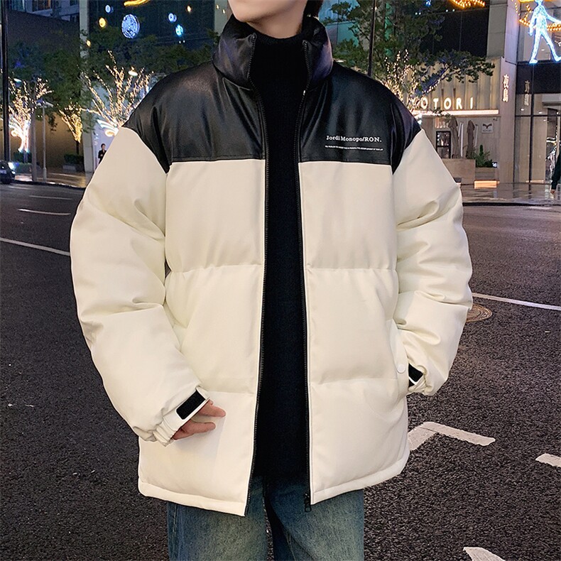 港风潮牌新款亮皮防水立领棉服潮流保暖棉衣M083S-P100控139,男装棉衣,星座717
