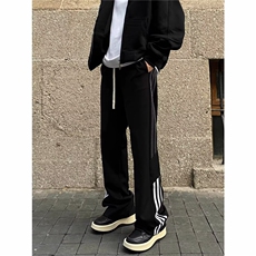 美式休闲裤男秋冬潮牌条纹慵懒风垂感直筒长裤LC2877-P36加绒45，男装卫衣，星座1008