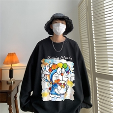 ！22秋季新款宽松大码港风卡通猫华夫格圆领卫衣HW9055-p30，男装卫衣，星座508（原C305）