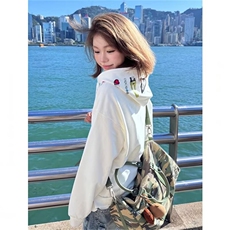 新款美式复古开衫卫衣男女2025秋季宽松外套高街设计感印花上衣，女装短外套，星座506A