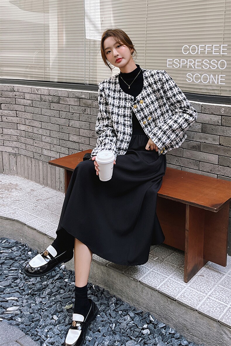 【现货】小香风呢外套+高领连衣裙套装p155k218-6123-2C210,女装套装/套裙,2C210