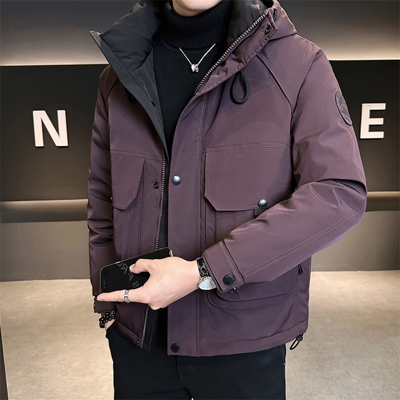 新标90鹅绒服2025年连帽机能潮流保暖羽绒服男YR6061-P270，男装羽绒服，电商D240-242