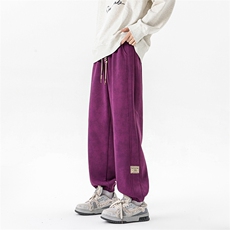 8XL-M痞帅脏脏束脚休闲卫裤男秋冬加绒加厚大码裤子KZ022特价P40，男装休闲裤，电商B312