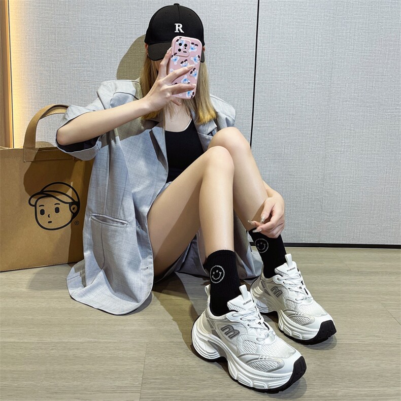巴黎老爹鞋女2024春夏新款明星同款透气厚底增高休闲运动跑步鞋潮,女鞋休闲鞋,电商A223