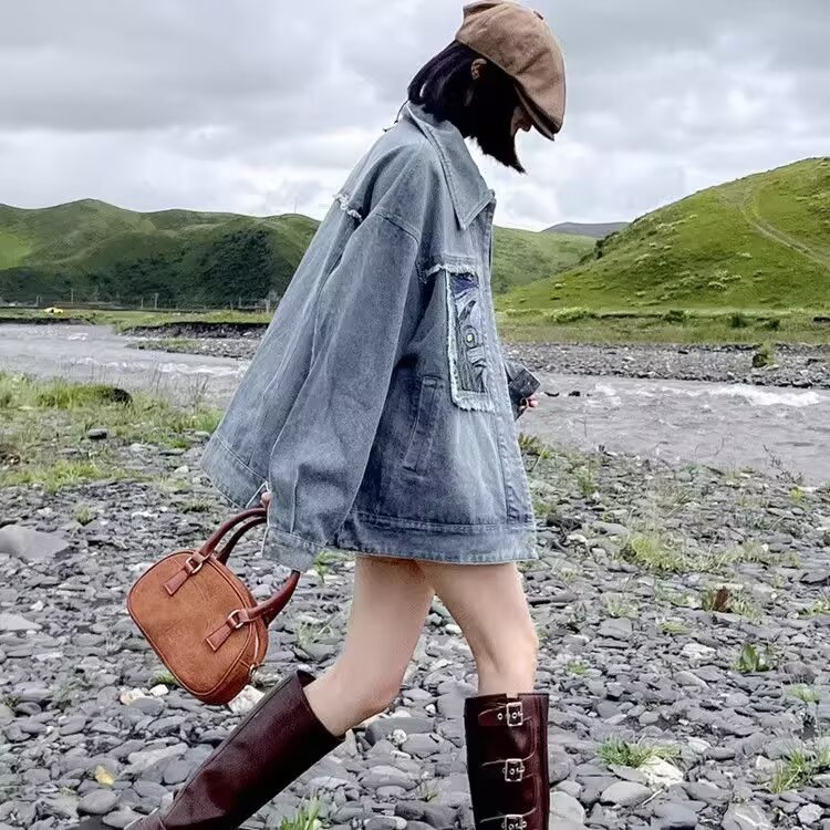 网图高级感刺绣牛仔外套男女2026秋季新款文艺风宽松夹克上衣,男装工装外套,星座410-6（原星座1304-1）