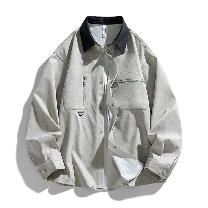 秋季男士衬衫外套青少年痞帅拼色宽松工装夹克上衣GS60075，男装衬衫，星座1206（原A206）