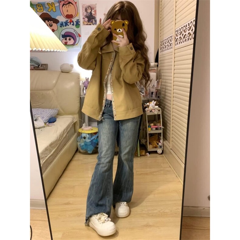 美式复古刺绣翻领外套2026春秋新款宽松设计感情侣百搭工装夹克,男装夹克,星座601-1