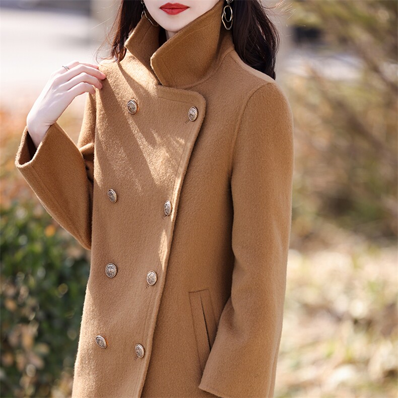 职场气质重工翻领羊毛针织西装外套女外搭短款小个子长袖休闲上衣,女装毛呢外套,亿美羊绒