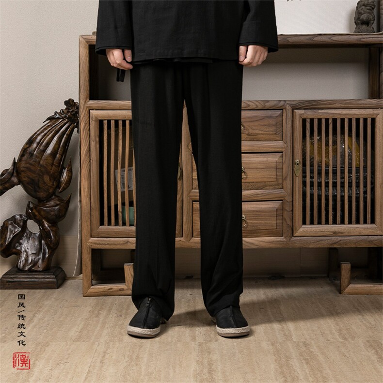 风男装宽松男士麻料休闲长裤KZ01P70,男装休闲裤,钱塘802