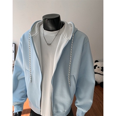 重磅boxy短款全棉450克潮拉链连帽卫衣套头外套男RH5601-P53，女装短外套，星座610B-1