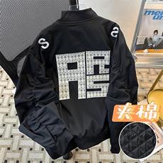 美式字母绣花棒球服棉夹克男女潮宽松情侣飞行棉服MY0891-P80，男装棉衣，星座308B-1