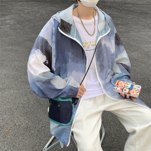 扎染防晒服男夏季薄款潮牌连帽夹克青少年户外防晒衣F0882-P38图片