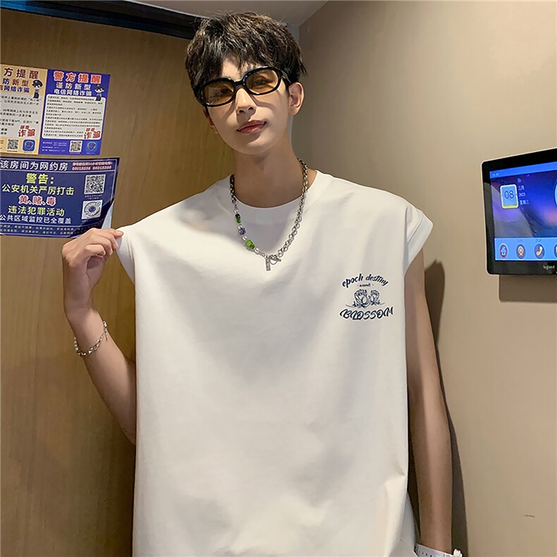 藏青色欧美潮牌hiphop短袖t恤男夏宽松重磅美式教科书藏蓝7七分袖,男装背心/马甲,星座610B-1