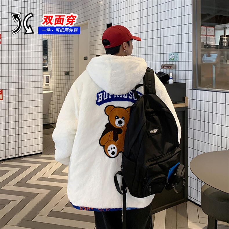 2025冬装两面穿港风棉衣男连帽棉服加绒棉袄外套3320-P100控148,男装棉衣,星座207
