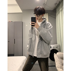抖音得物高品质秋冬美式高街重磅结构辑明线纹理连帽卫衣外套W111，男装卫衣，电商A486