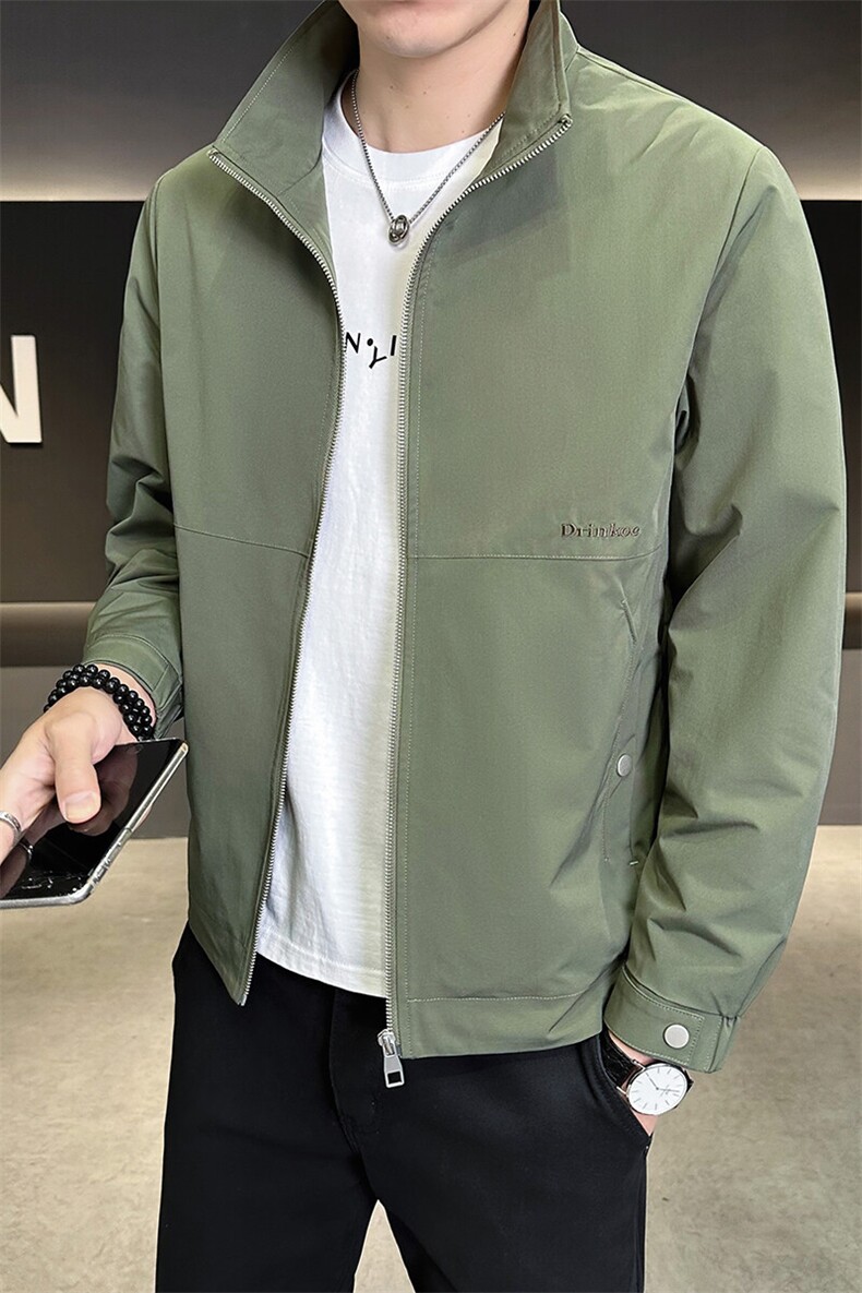 夹克男翻领韩版修身轻商务纯色刺绣外套A329-JK5086-P95,男装夹克,电商A329
