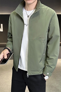 夹克男翻领韩版修身轻商务纯色刺绣外套 A329-JK5086-P95图片