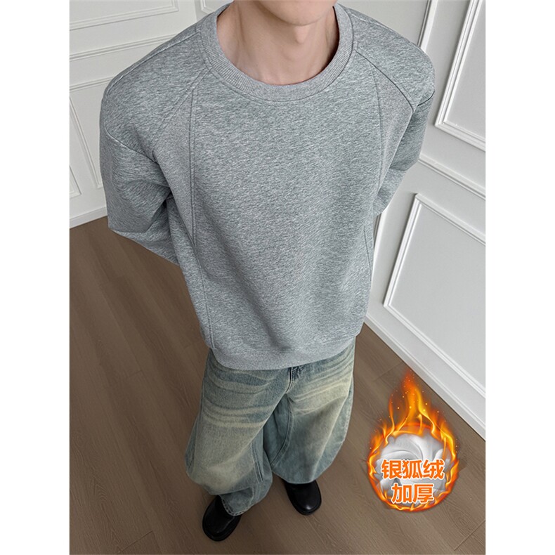 重磅420g曼巴棉宽松保暖银狐绒正肩卫衣男W5192J加绒-特P45控88，男装棉衣，电商A001