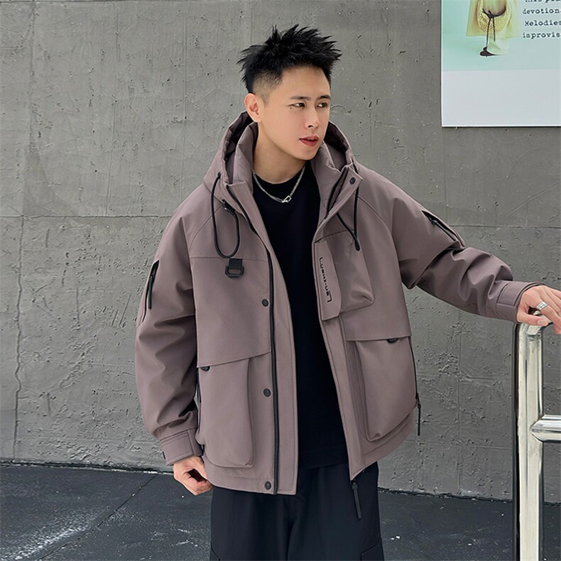 2025新款90白鸭绒连帽加厚宽松羽绒服工装防风派克服YR8820P420,男装羽绒服,星座223（原229-2）