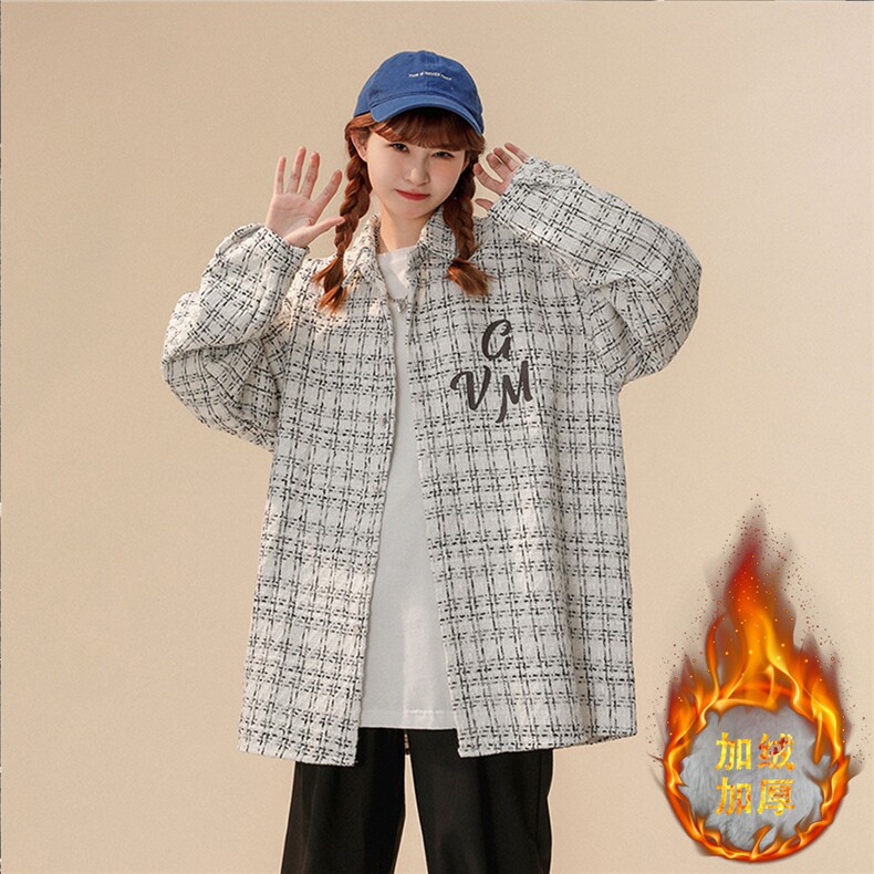 1中性风小香风大码M-5XL中性情侣潮长袖衬衫CCS8019P45加绒P55，男装衬衫，星座226-2