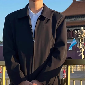 春秋季大码胖子行政商务休闲拉链外套夹克衫男士同款夹克高级感图片