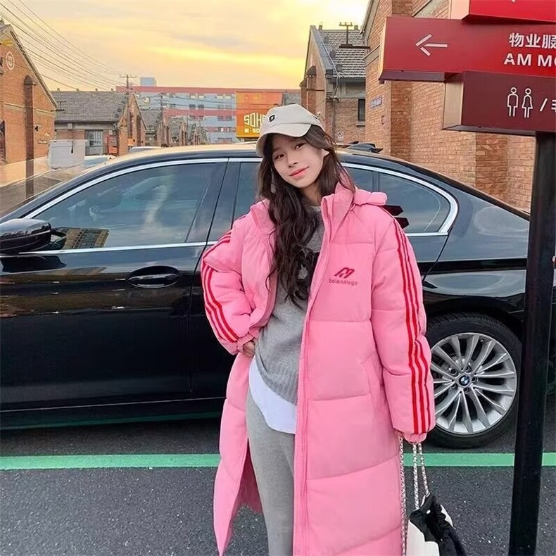 羽绒棉服女款2025年新款韩版宽松连帽情侣中长款加厚显瘦外套潮，男装棉衣，星座506A