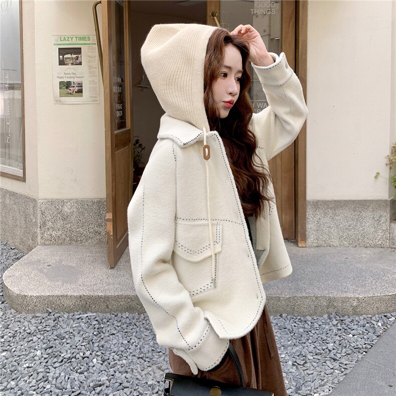 短款韩系呢子大衣女2025年新款秋冬毛呢外套韩系1392P145K218，女装毛呢外套，欣美人