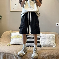 夏季高质量大码宽松休闲工装裤短裤嘻哈炸街时尚口袋抽绳设计DK51，男装牛仔裤，星座1013