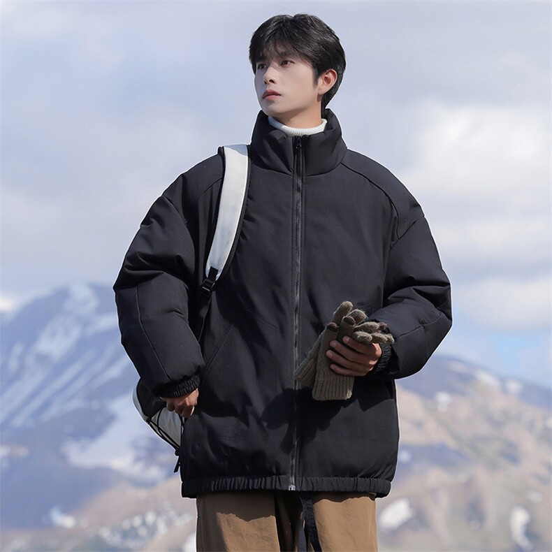 现货冬季美式休闲加厚雪山外套夹克立领纯色三防户外工装棉服,男装夹克,电商A486