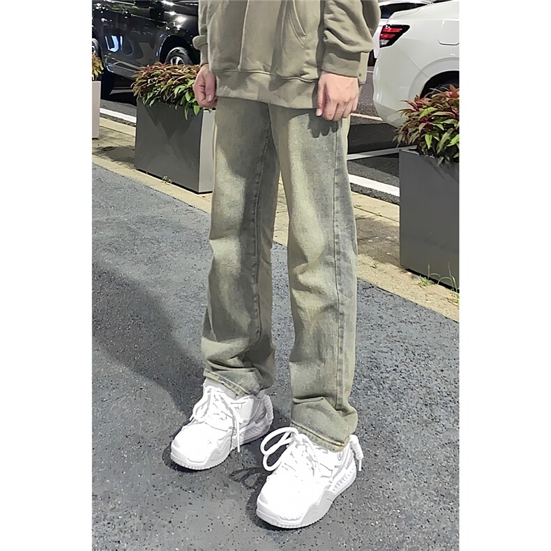 水洗做旧牛仔裤男美式宽松直筒高街复古长裤子 A080-9601-P40控68图片