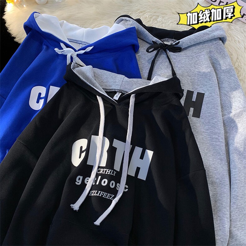 假两件hiphop卫衣男女款秋冬季加绒加厚套头外套WY6002J-特批60图片