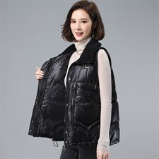 冬装2021新款宽松无袖韩版气质仿羊羔绒拼接夹棉马甲，女装大码女装，奕阳依阁