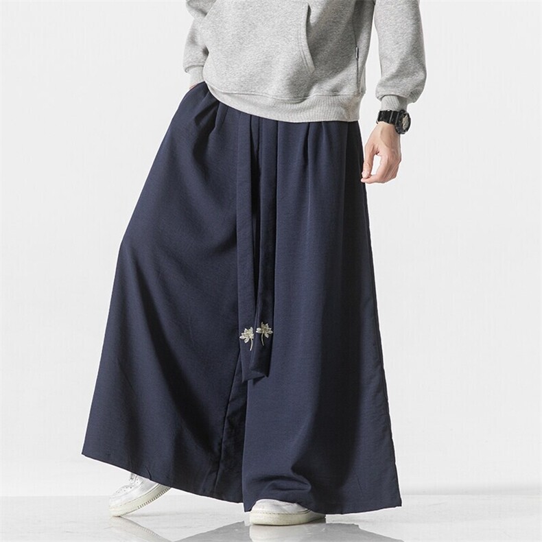 夏季 风仿麻休闲宽松阔腿裤汉服裙裤宋裤古风中性风 K227/P85图片