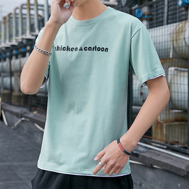 夏季男士短袖t恤潮牌潮流港风宽松衣服男装新款春打底衫CT602图片