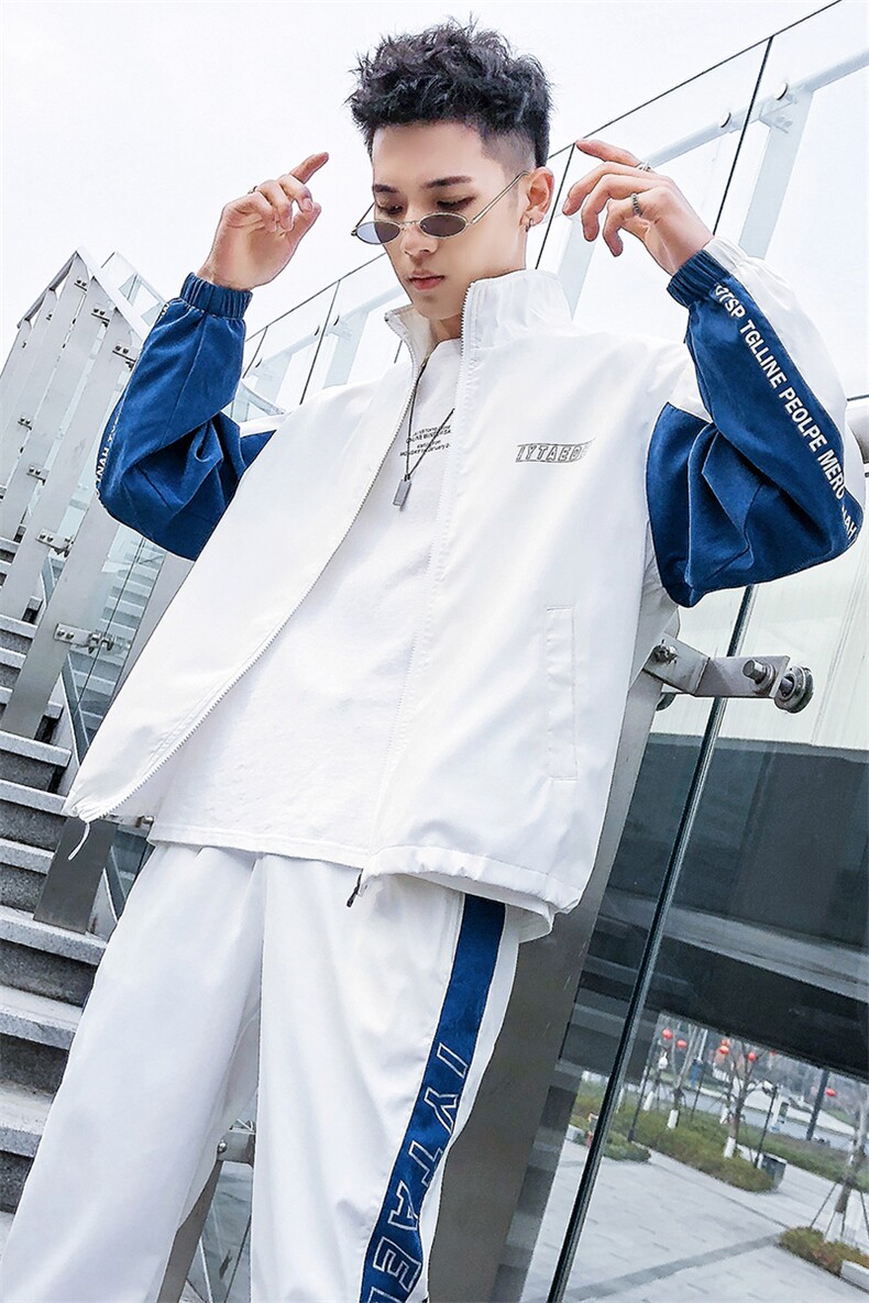 2021新款男士卫衣套装嘻哈潮流翻领外套春季两件套DS367T,男装卫衣,电商A102