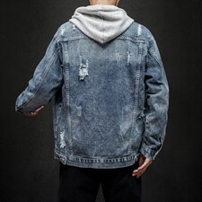 jk302-p95--限价128黑墙牛仔夹克肥仔秋款量足印花大码图片