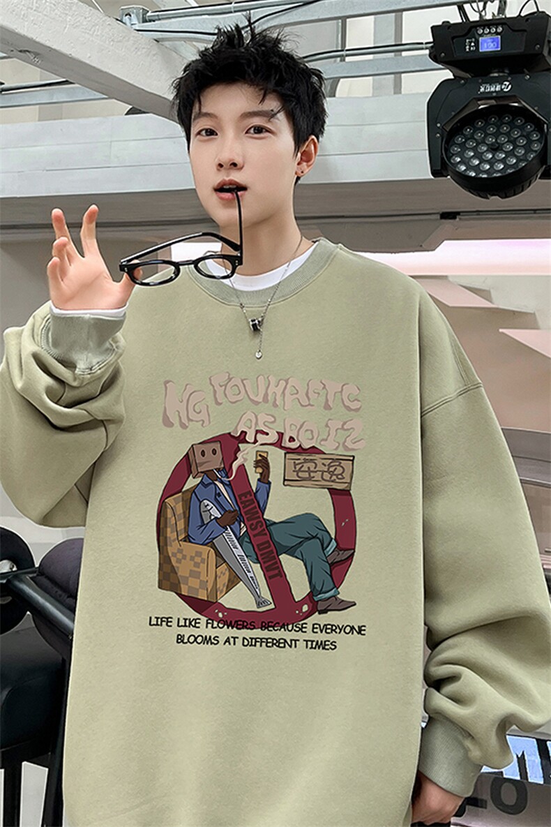 ！圆领卫衣男长袖T恤男WY154-P28加绒款（JR）-P33控价:49,男装卫衣,电商B367