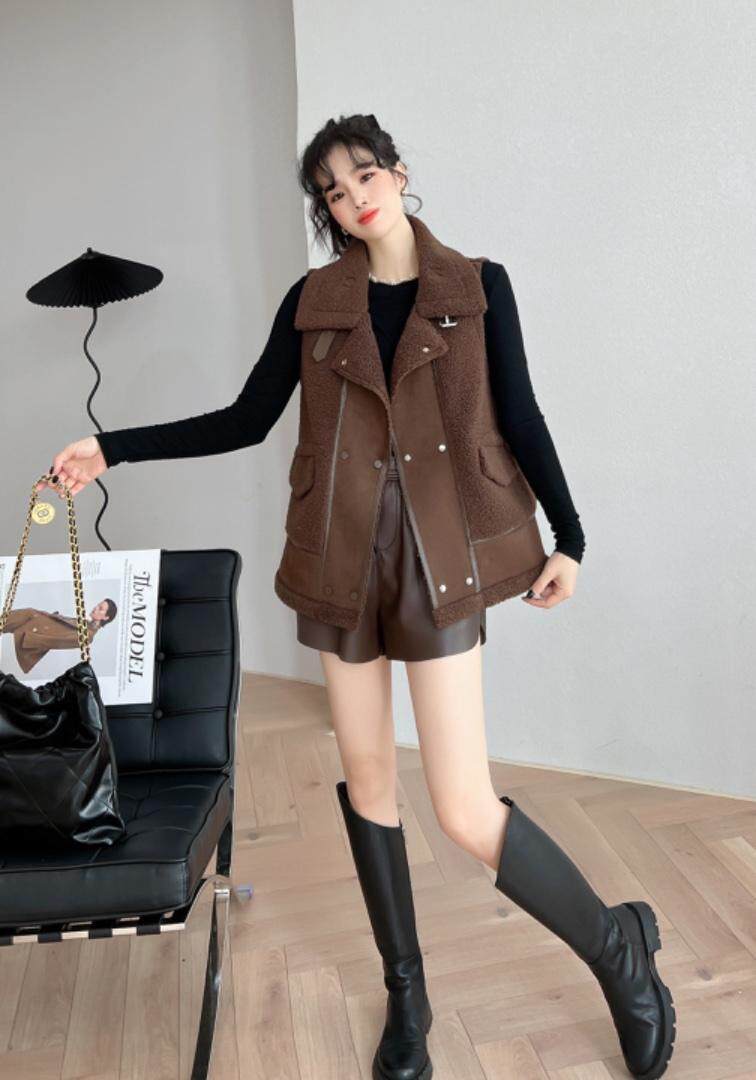 皮毛一体马甲，女装马甲，觅 愉