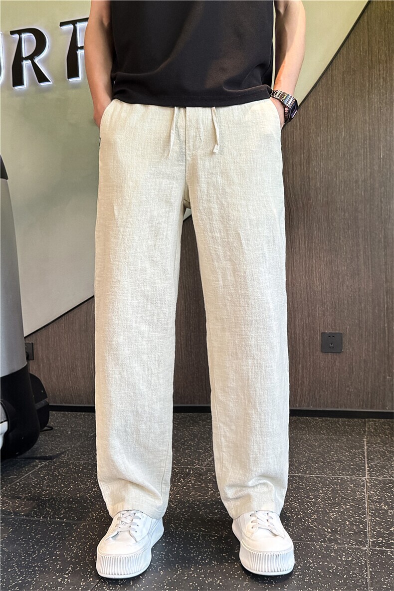 2025夏季社会小伙亚麻直筒裤男士韩版商务休闲裤百搭长裤2259-P75,男装休闲裤,星座313B-2(原星座309A-2)