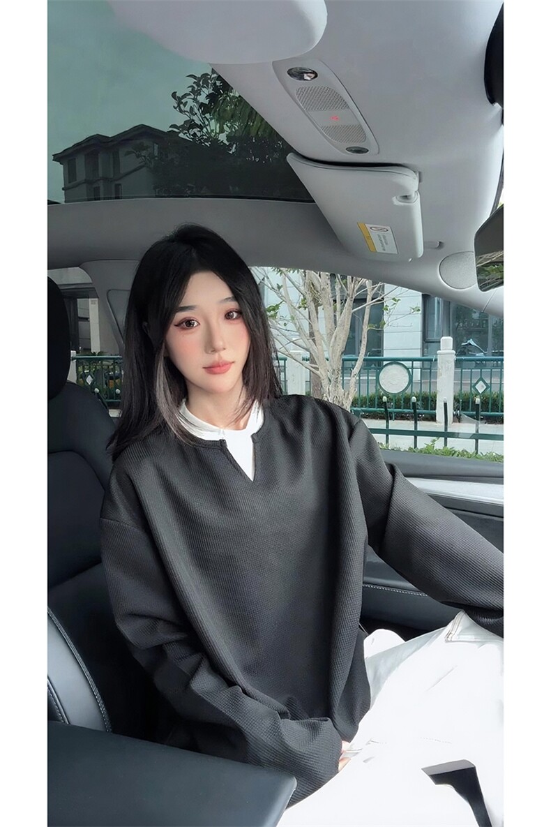 A1892TP35-秋季新款2025现货潮流假两件卫衣男女同款叠穿打底衫,男装T恤,电商B241