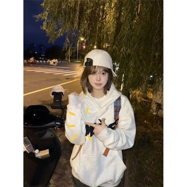 潮牌秋冬季连帽卫衣男女生情侣款简约休闲帽衫外套落肩款,女装短外套,星座506A