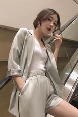 大货C327亮丝绸缎面料高品质亮片袖口小西装两件套装，女装套装/套裙，浙宝088